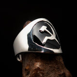 Excellent crafted Men's Hammer and Sickle Crest Ring Black - Sterling Silver - BikeRing4u