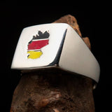 Excellent crafted Men's National Flag Ring Germany - Sterling Silver - BikeRing4u