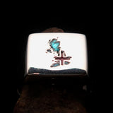 Excellent crafted Men's Union Jack Flag Ring Great Britain UK - Sterling Silver - BikeRing4u