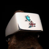Excellent crafted Men's Union Jack Flag Ring Great Britain UK - Sterling Silver - BikeRing4u