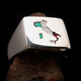 Excellent crafted Men's Italian Flag Ring Italy - Sterling Silver - BikeRing4u