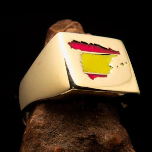 Excellent crafted Men's Spanish National Flag Ring Spain - Solid Brass - BikeRing4u