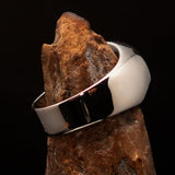 Excellent crafted Men's Heptagon Ring seven sided Polygon - two tone Sterling Silver - BikeRing4u
