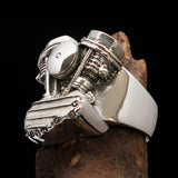 Excellent crafted Men's Panhead Engine Biker Ring - Sterling Silver - BikeRing4u