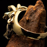 Excellent crafted Men's Medusa Snake Skull Ring - Antiqued Brass - BikeRing4u