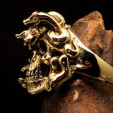 Excellent crafted Men's Medusa Snake Skull Ring - Antiqued Brass - BikeRing4u