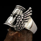 Excellent crafted Men's Medieval Ring Flying Time - Sterling Silver - BikeRing4u