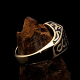 Excellent crafted Men's Celtic Crest Ring Black Enamel - Brass - BikeRing4u