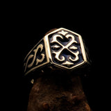 Excellent crafted Men's Celtic Crest Ring Black Enamel - Brass - BikeRing4u