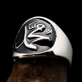 Excellent crafted Men's black Muhammad Muslim Ring - Sterling Silver - BikeRing4u