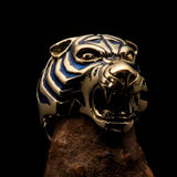 Excellent crafted Men's Animal Ring blue Male Tiger - Brass - BikeRing4u