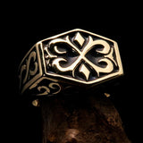 Excellent crafted Men's Medieval Ring black Oriental Crest Solid Brass - BikeRing4u