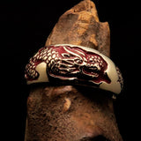 Excellent crafted Men's Band Ring red Dragon Snake - solid Brass - BikeRing4u