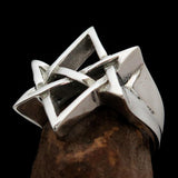 Excellent crafted Men's Aquarian Star Ring - Sterling Silver - BikeRing4u