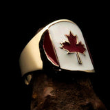 Perfectly crafted Men's National Flag Ring Canada - solid Brass - BikeRing4u