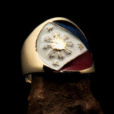 Perfectly crafted Men's National Flag Ring Philippines - solid Brass - BikeRing4u