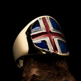 Perfectly crafted Men's National Flag Ring Iceland - solid Brass - BikeRing4u